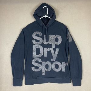 Superdry Sport Combat 22 Mens L Hoodie Sweatshirt Black‎ Graphic Print Logo
